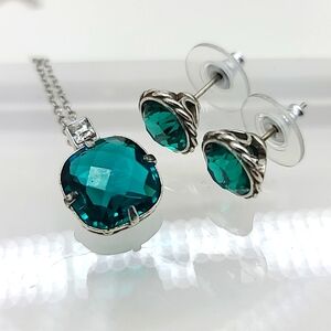 Brighton Y.T.C "LOVEABLE" Emerald Swarovski Crystal Pendant & "IRIS" Posts Set!